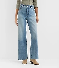 Rivete Petite Curvy High Rise Wide Leg Jeans Light Wash