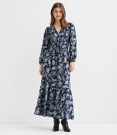Paisley Bow Maxi Pocket Dress