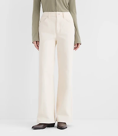 Rivete Petite Curvy High Rise Wide Leg Jeans Ivory