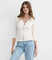 Petite Smocked Ruffle Cardigan Top