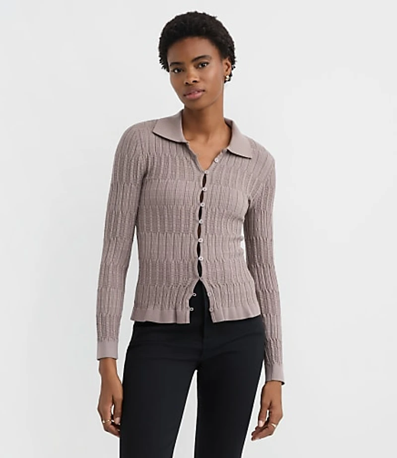 Petite Smocked Ruffle Cardigan Top