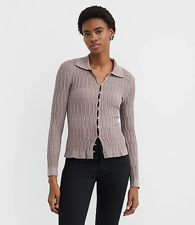 Petite Smocked Ruffle Cardigan Top