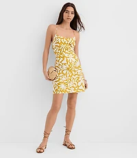 Petite LOFT Beach Palm Linen Cotton Strappy Back Mini Dress