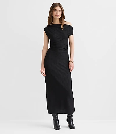 Asymmetrical Ruched Midi Dress