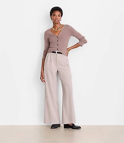 Tall LOFT Versa Seasonless Stretch Double Pleat Wide Leg Pants Stripe