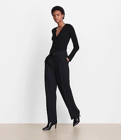 Tall LOFT Versa Crepe Drape Foldover Waist Palazzo Pants