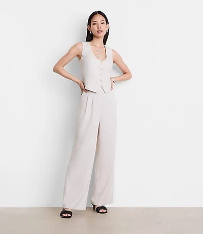 Petite LOFT Versa Pure Spun Pleated Wide Leg Pants