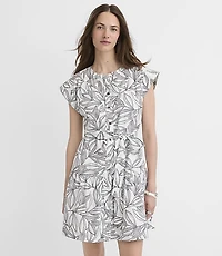 Leafed Linen Cotton Mini Pocket Shirtdress