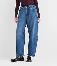 Rivete Tall Curvy Seamed High Rise Barrel Jeans Dark Wash