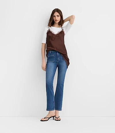Rivete Tall Welt Pocket High Rise Kick Crop Jeans Mid Wash