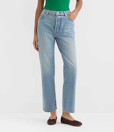 Rivete Tall Curvy High Rise Straight Jeans Vintage Mid Wash