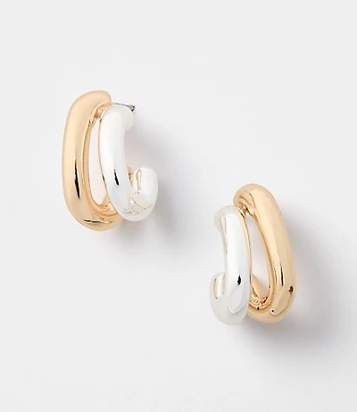 Mixed Metal Open Hoop Earrings