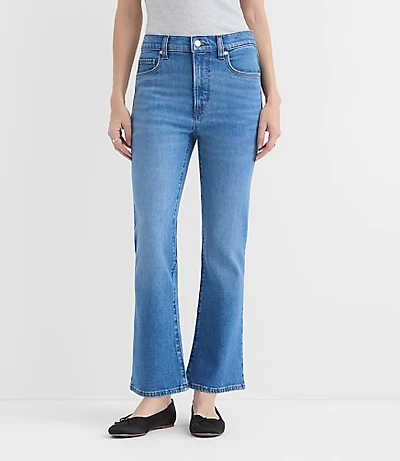 Rivete Tall Curvy High Rise Kick Crop Jeans Vintage Mid Wash