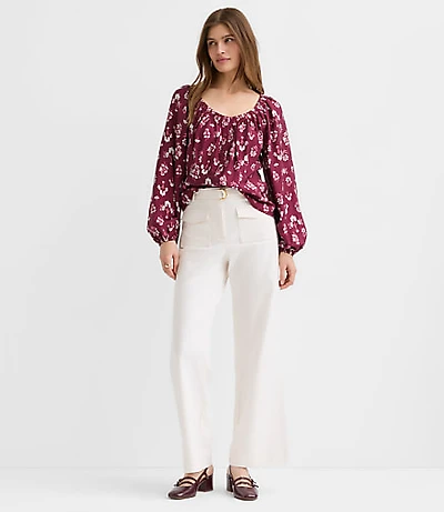 Petite Belted Palmer Wide Leg Pants Pique