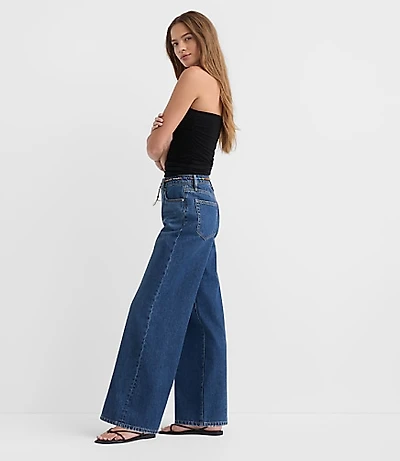 Rivete Tall High Rise Relaxed Wide Leg Jeans Mid Wash