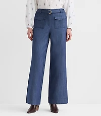 Curvy Belted Palmer Wide Leg Pants Refined Denim