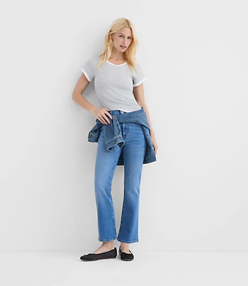 Rivete Tall High Rise Kick Crop Jeans Vintage Mid Wash