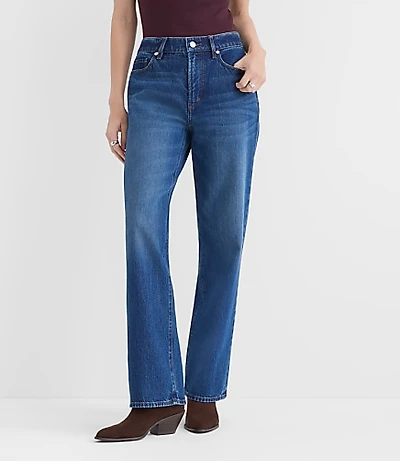 Rivete Tall Curvy Mid Rise Relaxed Straight Jeans Dark Wash
