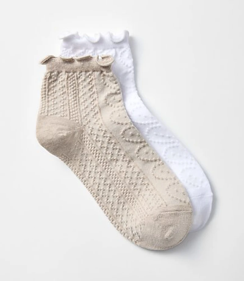Heart Pointelle Ruffle Ankle Sock Set