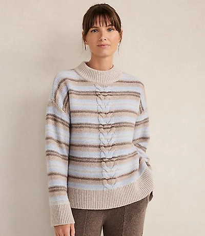 Haven Well Within Wool Blend Cable Stripe Crewneck Sweater
