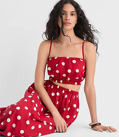LOFT Beach Polka Dot Poplin Bubble Bandeau Top
