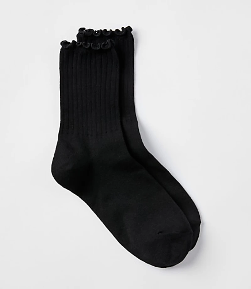 Ruffle Ribbed Crew Socks