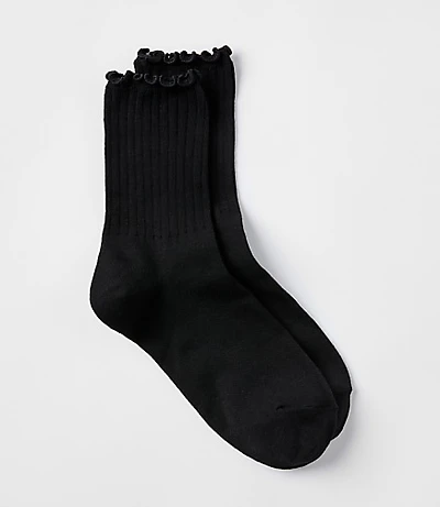 Ruffle Ribbed Crew Socks