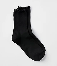 Ruffle Ribbed Crew Socks