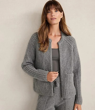 Haven Well Within Cashmere Zip Front Bomber Jacket