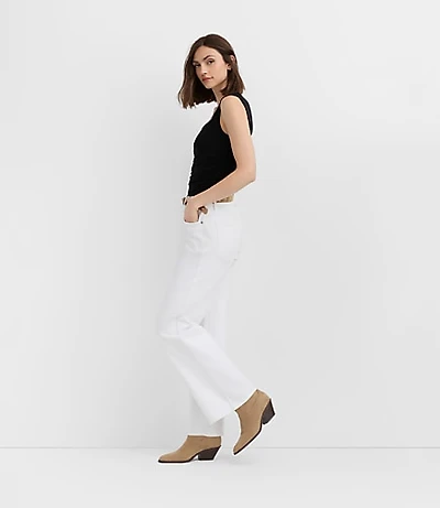 Rivete Mid Rise Wide Leg Jeans White