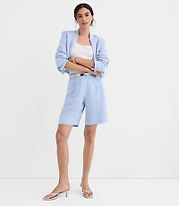 Petite Bermuda Shorts in Chambray Linen Blend