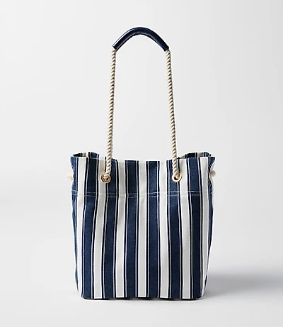 Striped Canvas Bucket Bag