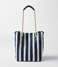 Striped Canvas Bucket Bag