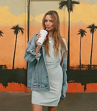 Petite Side Twist Cap Sleeve Mini Dress