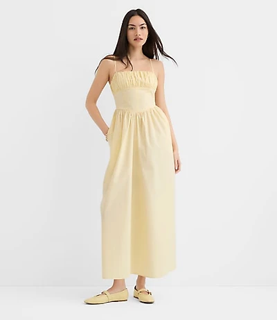 Tall Poplin Bustier Midi Pocket Dress