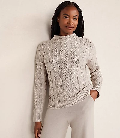 Haven Well Within Organic Cotton Cable Mock Neck Sweater