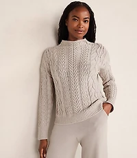 Haven Well Within Organic Cotton Cable Mock Neck Sweater