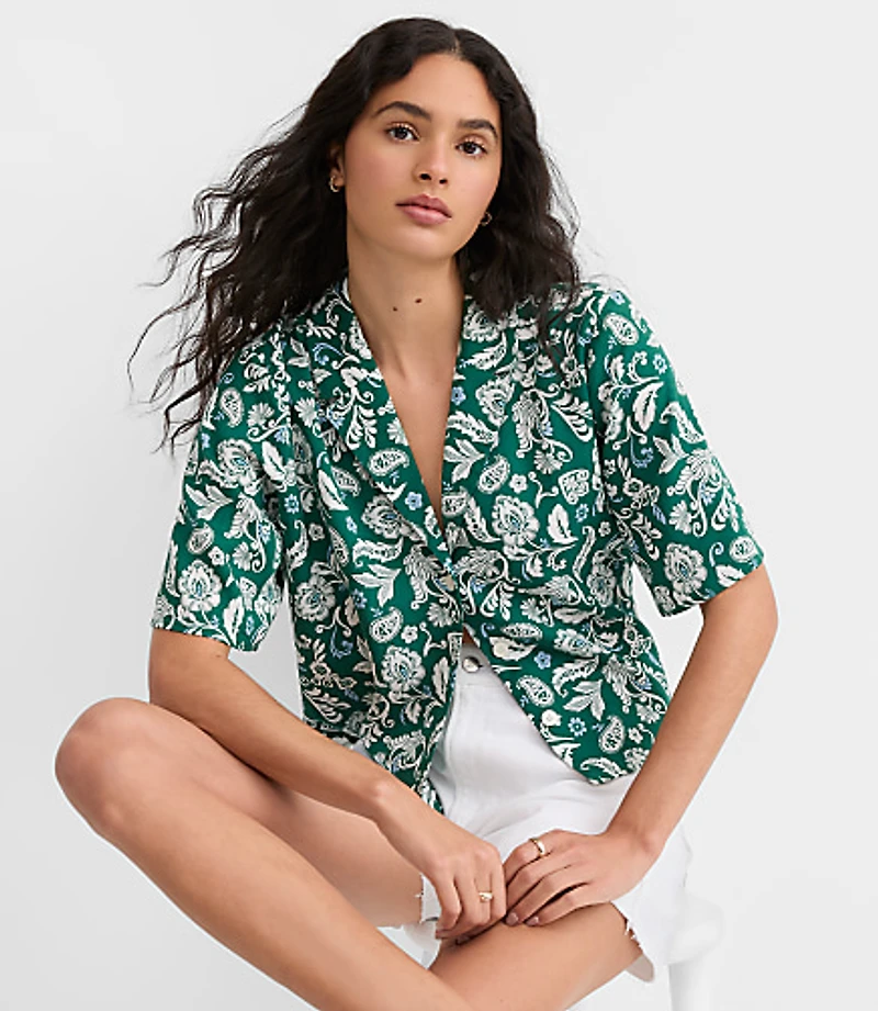 Petite Floral Twill Relaxed Everyday Shirt
