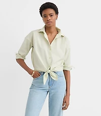 Petite Poplin Tie Front Everyday Shirt