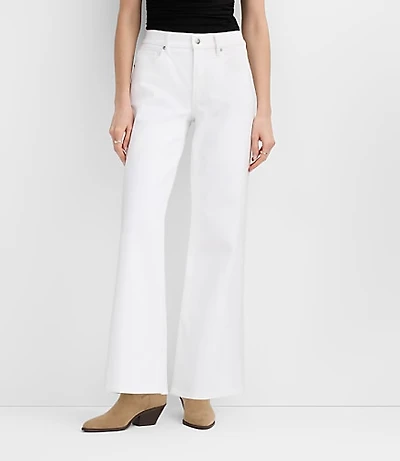 Rivete Curvy Mid Rise Wide Leg Jeans White