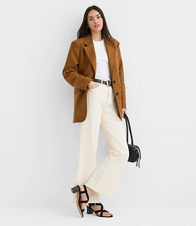 Petite Faux Suede Oversized Blazer