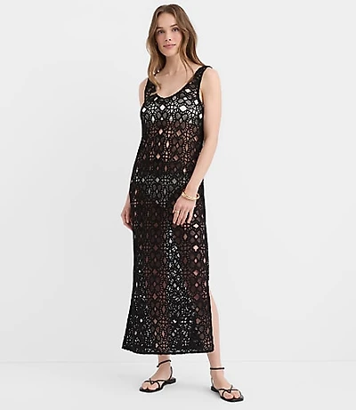 LOFT Beach Floral Crochet Maxi Swimsuit Coverup