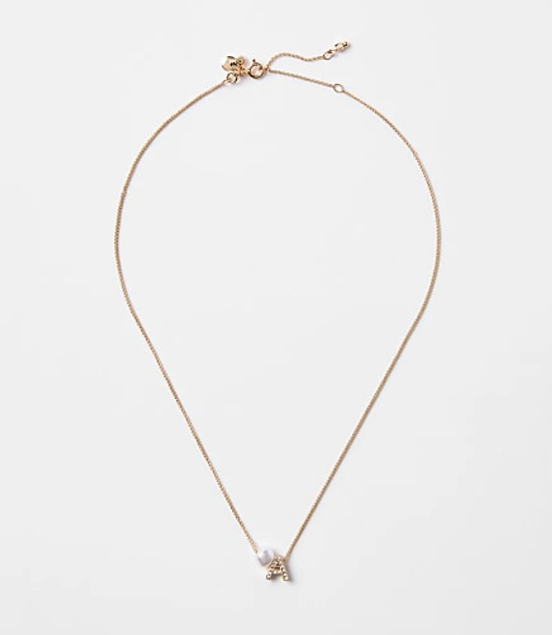 Pearlized Pave Initial Necklace