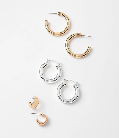 Mixed Metal Hoop Earring Set