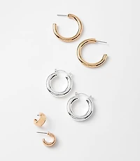 Mixed Metal Hoop Earring Set