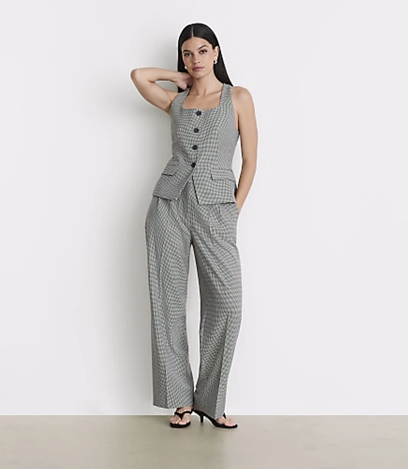 LOFT Versa Seasonless Stretch Halter Vest Mini Houndstooth