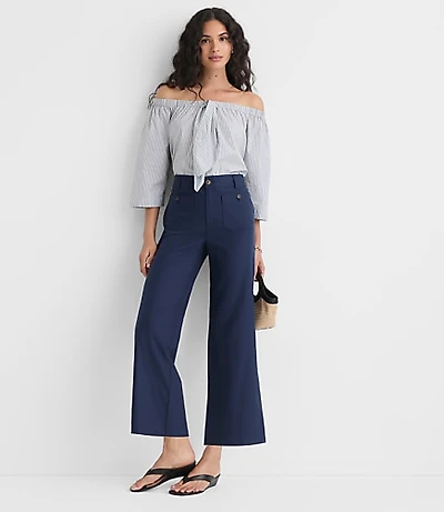 Petite Palmer Wide Leg Crop Pants Cotton Linen