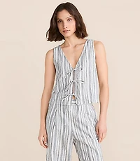 Petite Lou & Grey Striped Linen Cotton Tie Vest