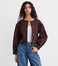 Petite Gathered Sleeve Twill Jacket