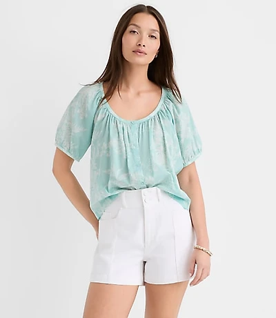 Floral Toile Puff Sleeve Blouse